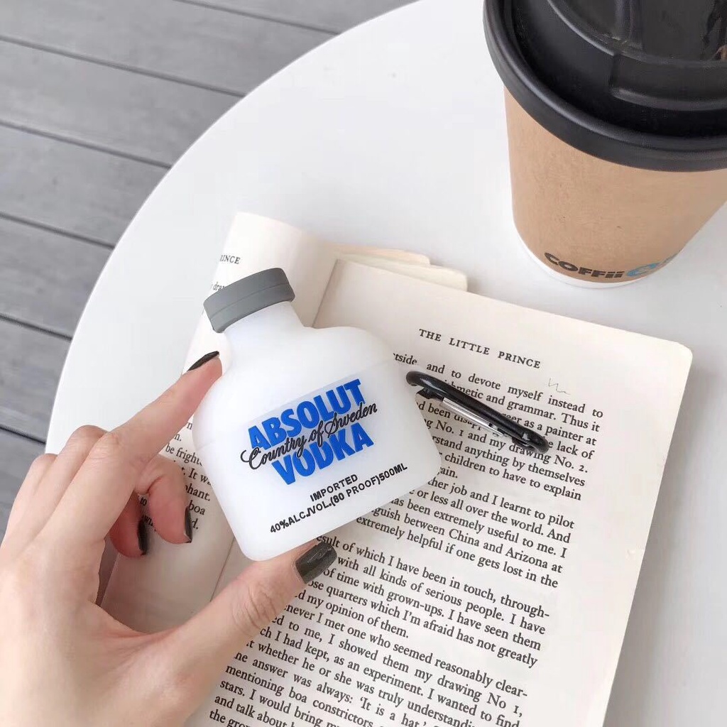 Vỏ Bảo Vệ Hộp Sạc Tai Nghe Không Dây Airpods 1 / 2 / Pro / 3 Bằng Silicon Hình Chai Rượu Vodka 3d Dễ Thương