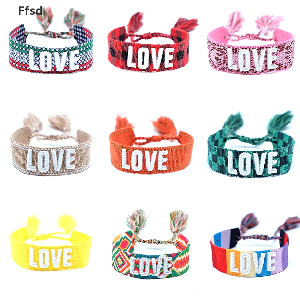 {Ffsd} Vòng Tay Dây Bện Phối Tua Rua Thêu Chữ Có Thể Điều Chỉnh Làm Quà Tặng Tình Bạn Cho Bạn Bè