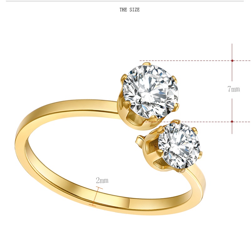 Nhẫn Đính Hôn Thép Không Gỉ 316L Đính Đá Zircon 2022 Phong Cách Phổ Biến Dành Cho Nam Nữ