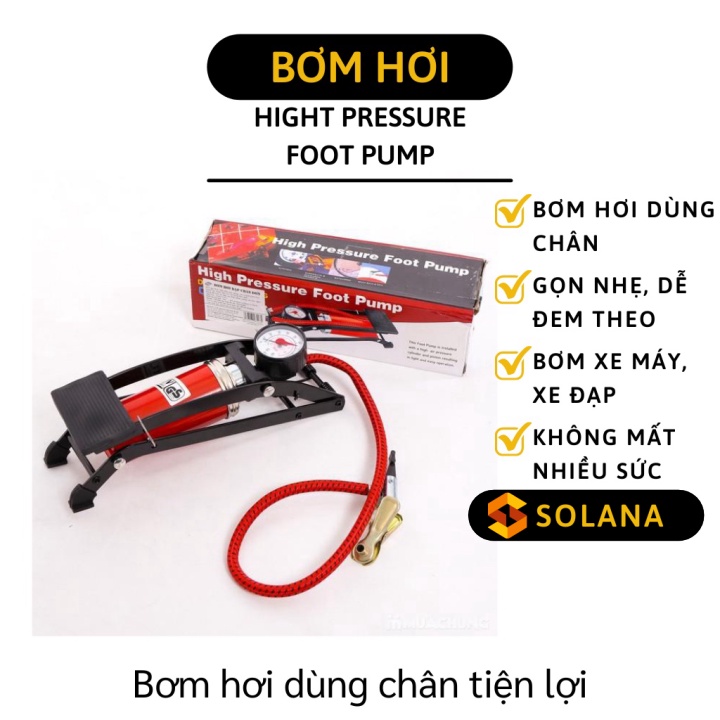 Bơm Fiton đạp chân -  Bơm hơi dùng chân High Pressure Foot Pump cho xe máy xe đạp 3086
