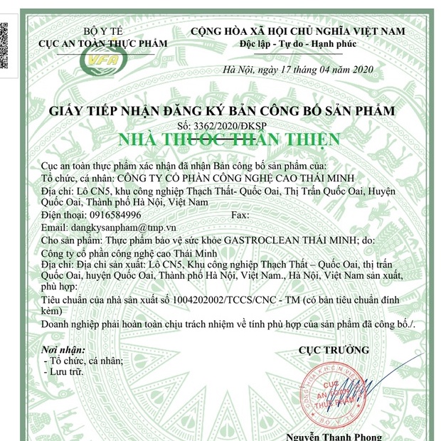 GastroClean Thái Minh - Hỗ trợ giảm acid dịch vị, bảo vệ niêm mạc dạ dày (20 VIÊN)