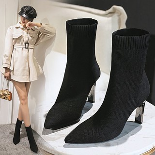 (ORDER) Boot len mũi nhọn cao cổ gót nhọm 9cm