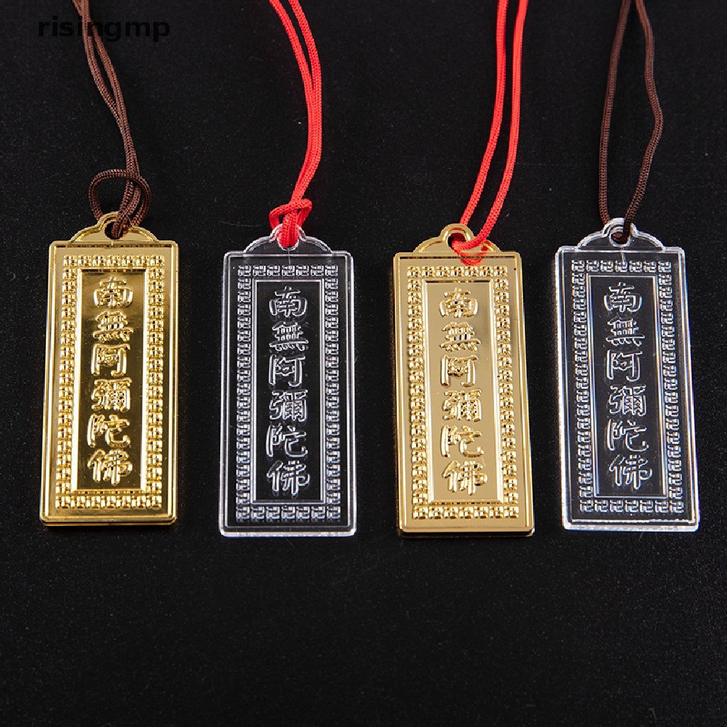 [risingmp] Mặt Vòng cổ Bùa Hộ Mệnh Namo Amitabha Mạ Vàng Trong Suốt ♨Trên đó