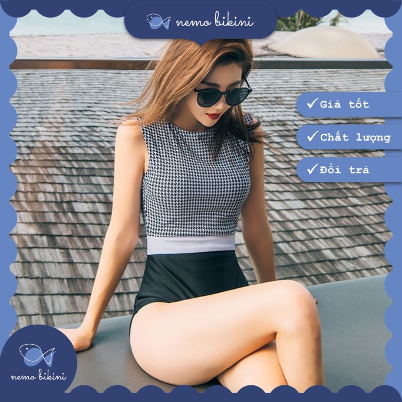 Nemo Bikini - Đồ bơi nữ, áo tắm, đồ bơi 1 mảnh liền thân răng sói sát nách
