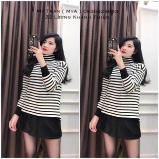 Áo cổ lọ kẻ