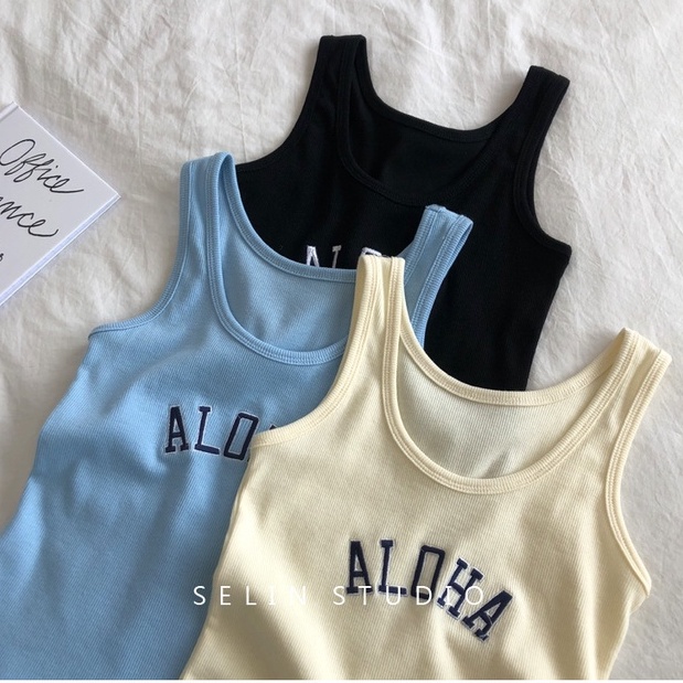 Áo hai dây XIAOZHAINV thêu họa tiết quyến rũ phong cách Hàn Quốc cho nữ có 3 màu lựa chọn