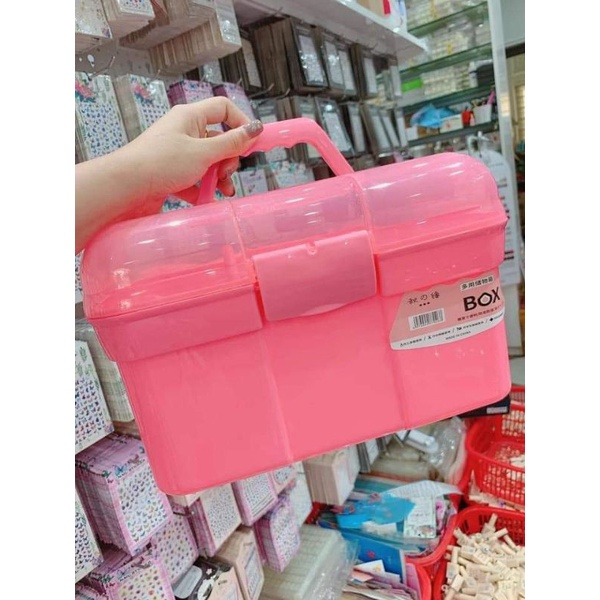 Cốp nhựa nail box - Cốp nhựa 2 tầng đựng đồ nail mi 30x20x20cm