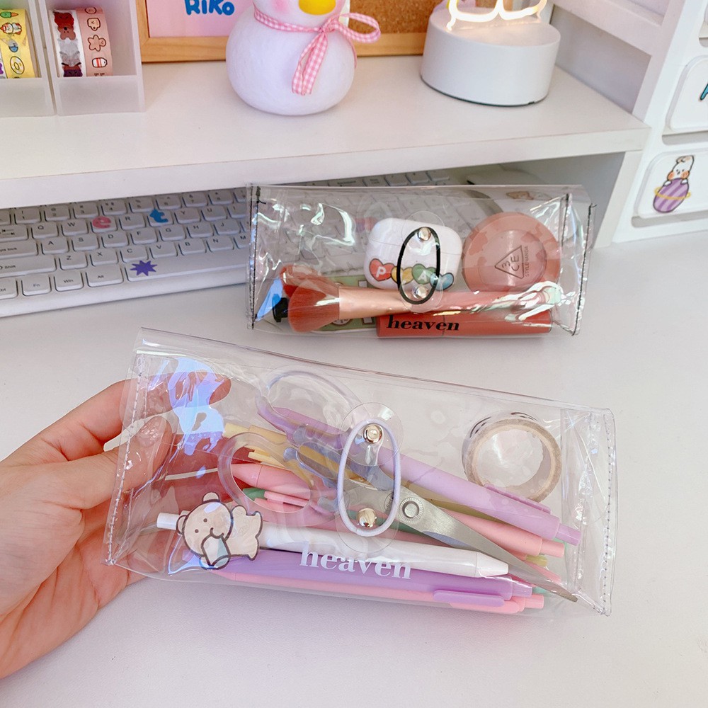 Hộp bút plastic trong suốt ulzzang