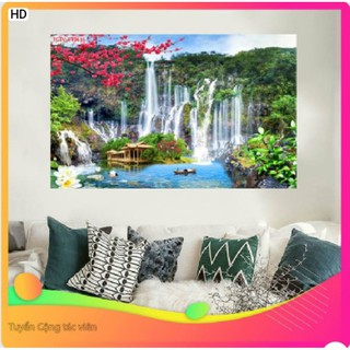 Tranh Dán Tường 3 , Phong Cảnh Thác Nước Thiên Nhiên Đẹp , Só Sẵn Keo , Hình Ảnh Sống Động