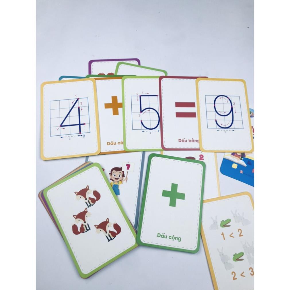 Bộ thẻ Flash card bé học toán dành cho trẻ 4-6 Tuổi_ Bộ thẻ bé học toán ( Khổ Lớn)