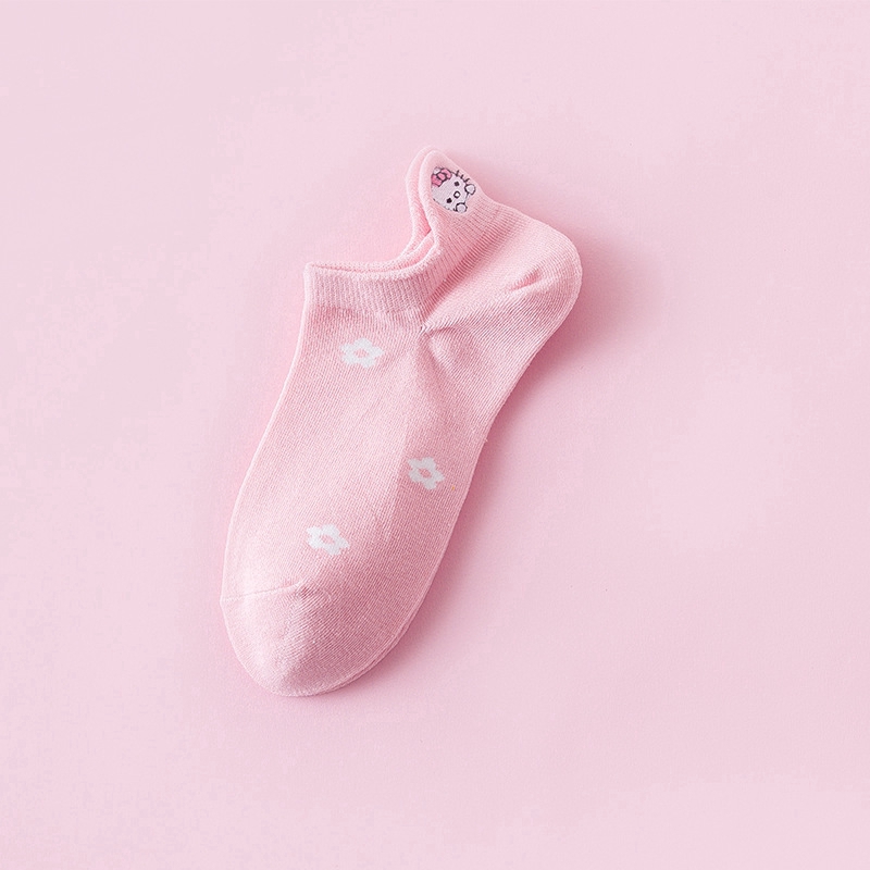 Vớ thêu họa tiết vải cotton cao đến mắt cá chân cho nữ