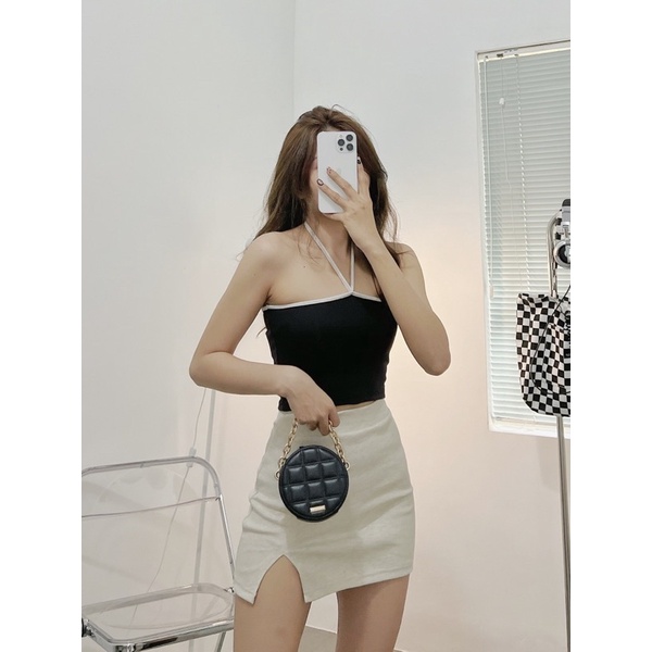 BAE CROPTOP▪️Áo ống cổ yếm viền