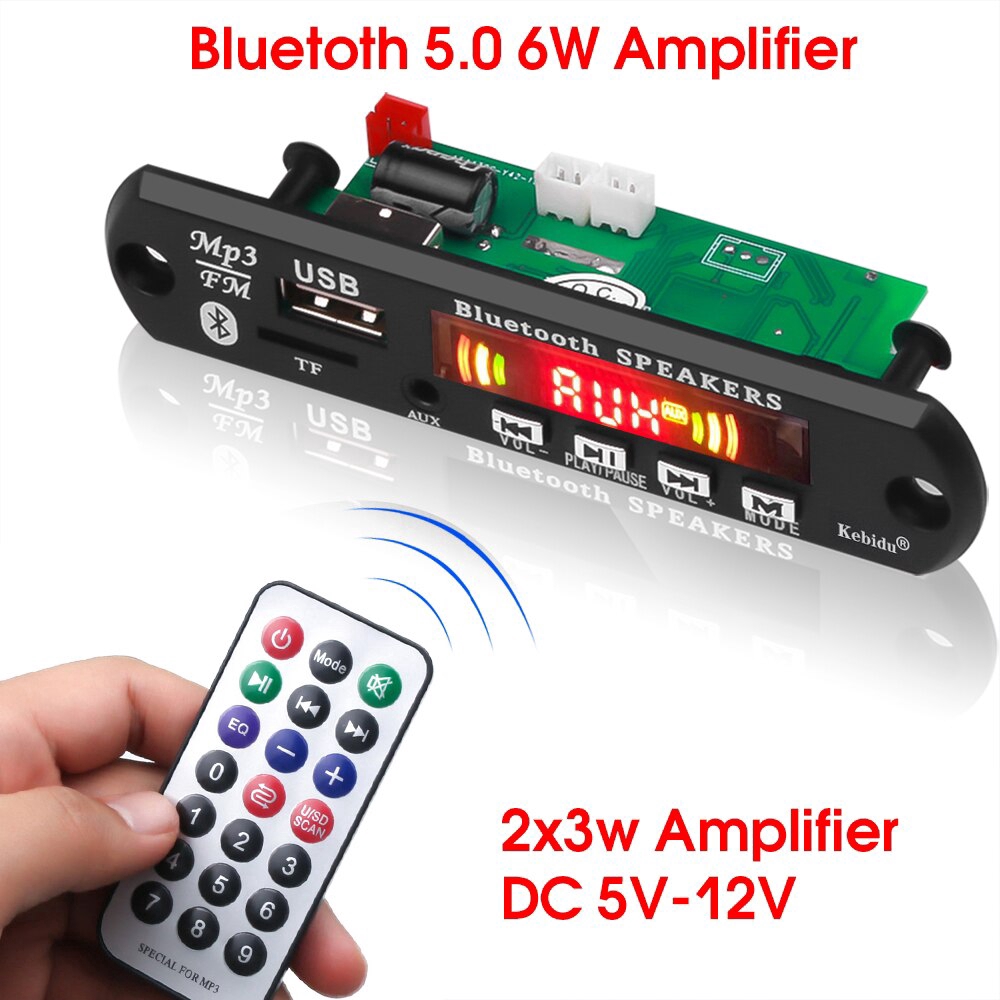 Mạch giải mã máy nghe nhạc MP3 5V 12V kết nối Bluetooth 5.0 màn hình màu hỗ trợ USB cho xe hơi