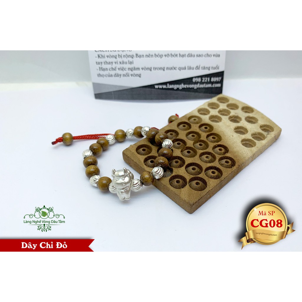 Vòng dâu tằm kết hợp con giáp và bi bac dành cho bé 2021