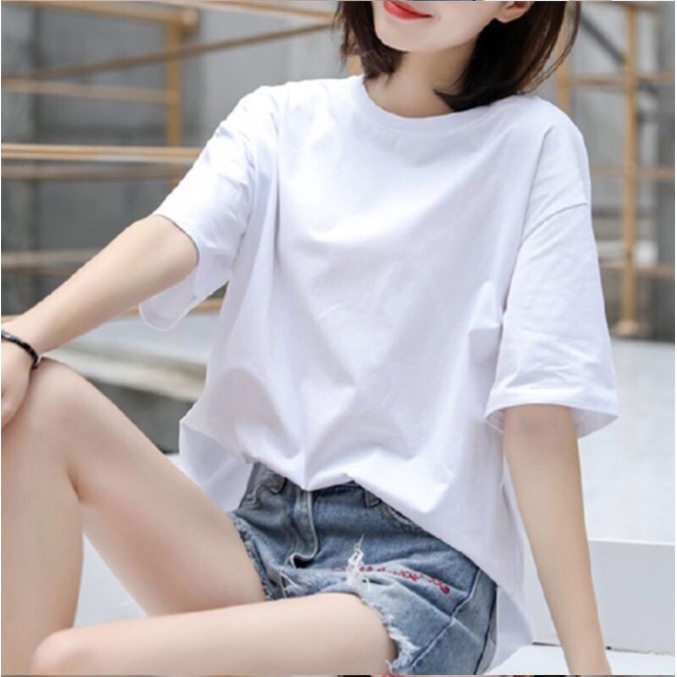 Áo thun unisex nam nữ trơn tay lỡ chất vải  Cotton phông rộng