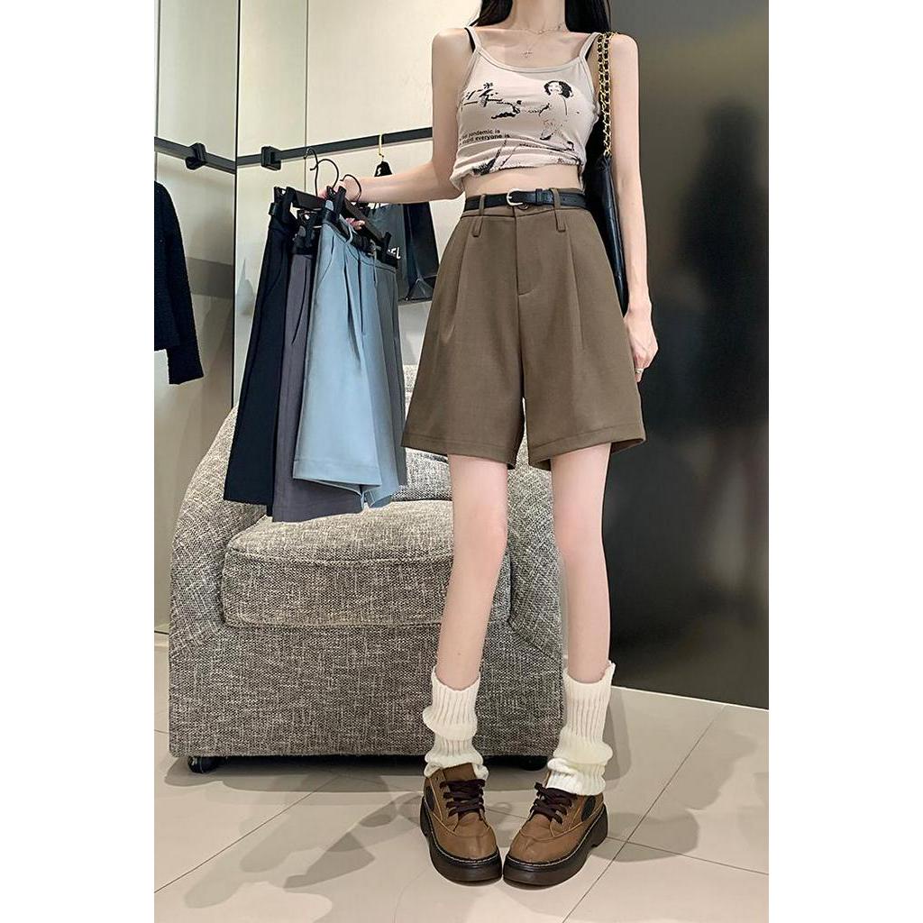 61748 Miễn Phí Thắt Lưng Quần Short Nữ Màu Đen Phong Cách Mới Mùa Hè