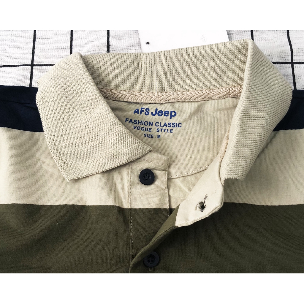 ẢNH THẬT - Áo thun nam có cổ ngắn tay in sọc phù hợp mặc đi làm - PS024 | BigBuy360 - bigbuy360.vn