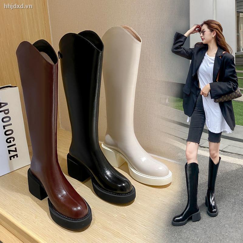 Giày bốt cao gót cổ cao đế dày phong cách phương Tây thời trang thu đông cho nữ