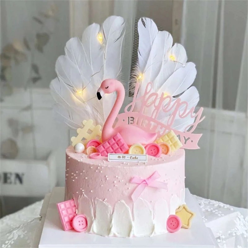 Topper Trang Trí Bánh Kem Hình Hồng Hạc