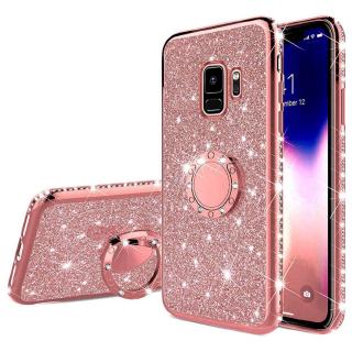 Ốp điện thoại TPU silicon mềm phối giá đỡ từ tính đính đá giả lấp lánh cho Samsung Galaxy J6 J4 Plus 2018 J7 2016