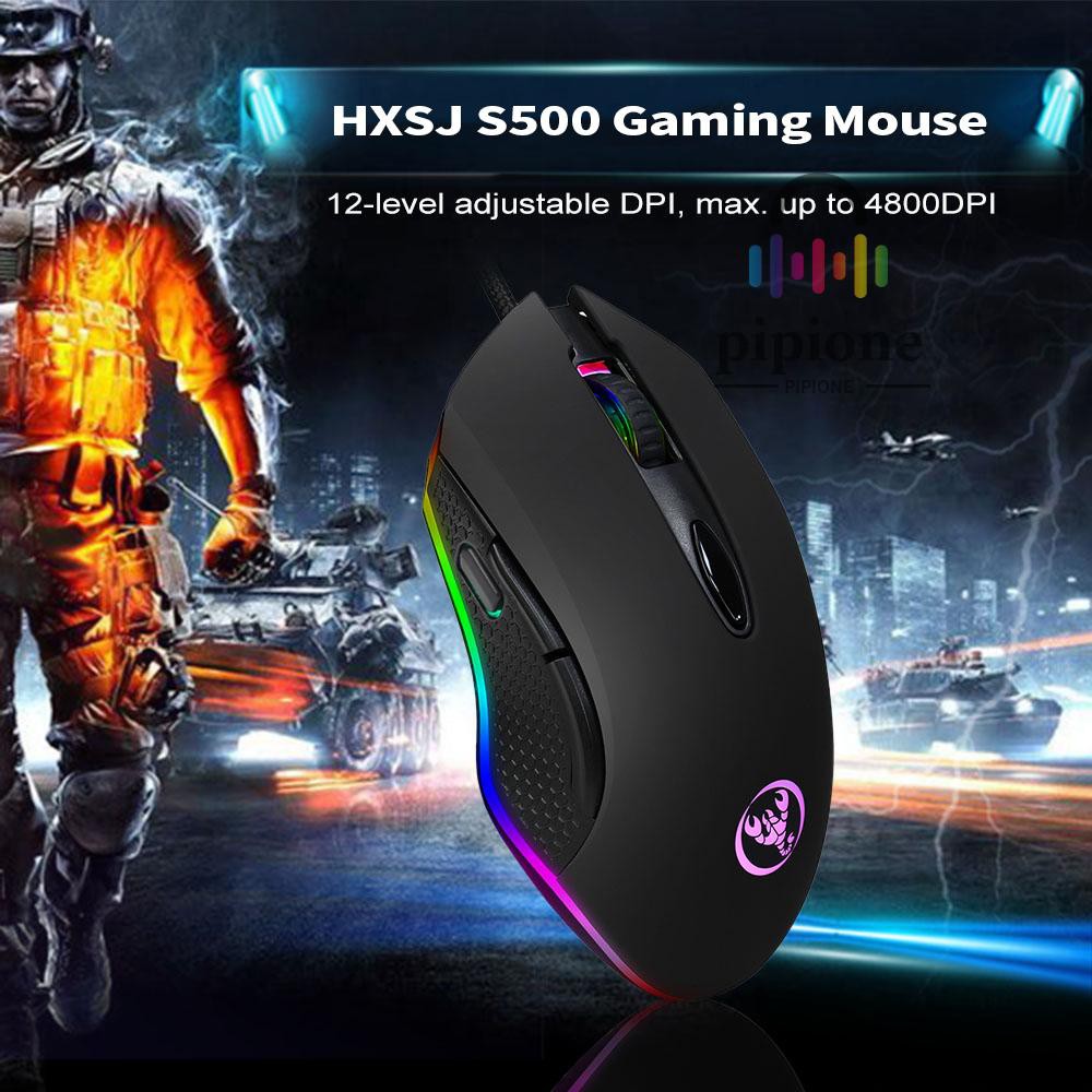 Chuột Gaming Hxsj J100 + S500 6 Nút Bấm 4800dpi Cho Game Thủ