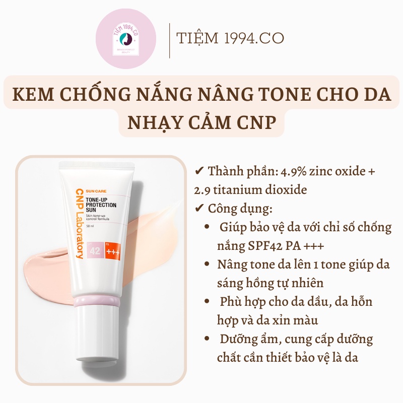 KEM CHỐNG NẮNG NÂNG TONE CHO DA NHẠY CẢM CNP