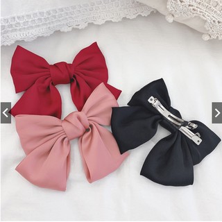 Kẹp tóc gắn nơ thắt ruy băng vải chiffon và satin mềm mại cỡ lớn kiểu dáng cổ điển cho nữ