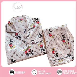 Bộ ngủ Pijama lụa Quảng Châu cộc tay cao cấp NOHK mã 03 sexy 👈