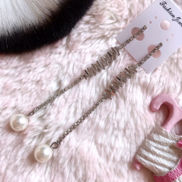 FREESHIP❤️ Hoa Tai Dáng Dài Xoắn Đính Hạt Độc Đáo M36