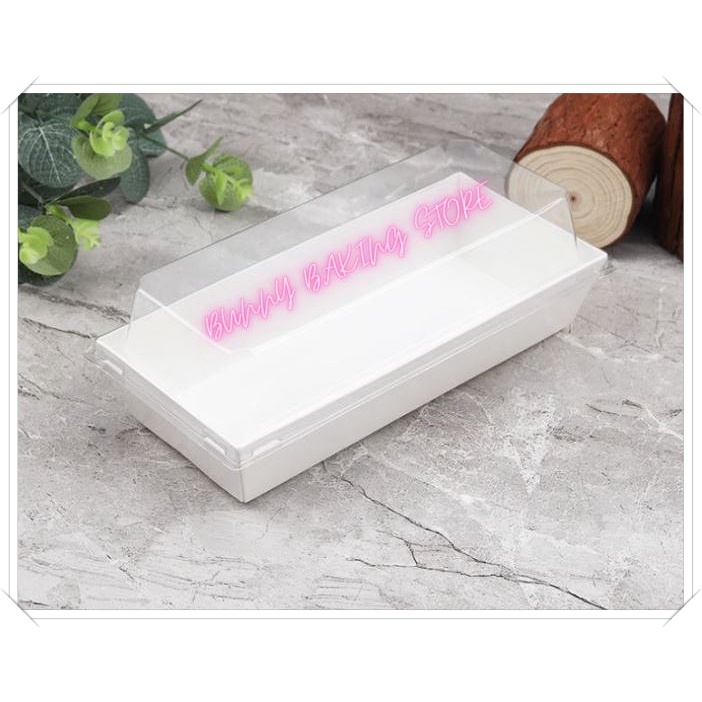 Hộp giấy kraft chữ nhật đựng bánh ngọt hoặc thức ăn màu trắng, vàng da bò