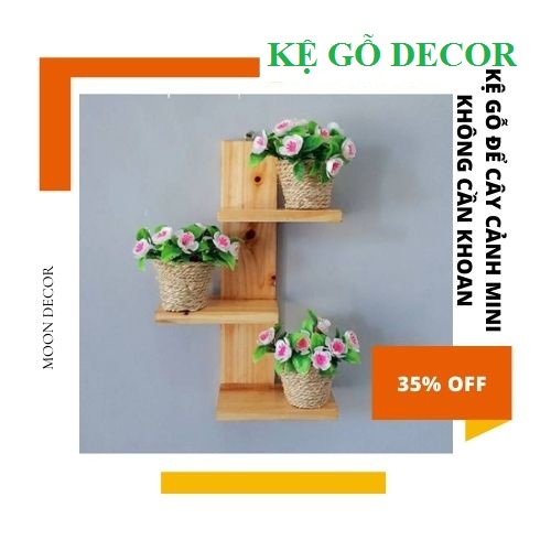 giá treo kệ treo đồ lưu niệm hoa cây cảnh trong nhà đẹp kệ treo tường kích thước 10x40 và 10x20 3tầng