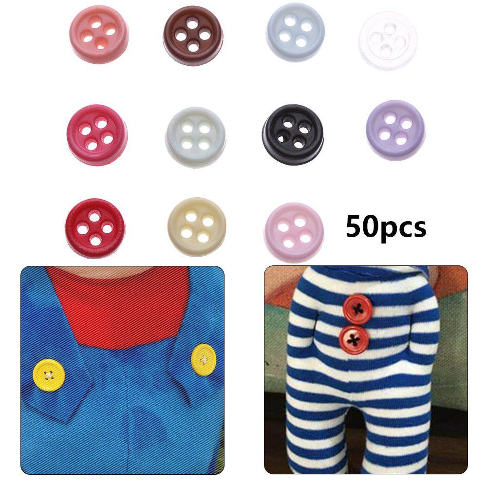 Risedot 50 Nút Mini 6mm Làm Quần Áo Búp Bê