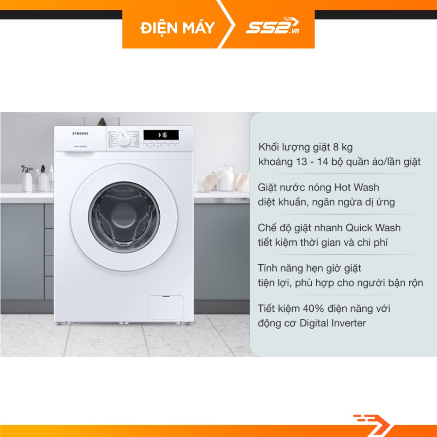 Máy Giặt Cửa Trước Samsung Inverter 8kg WW80T3020WW/SV - Hàng Chính Hãng