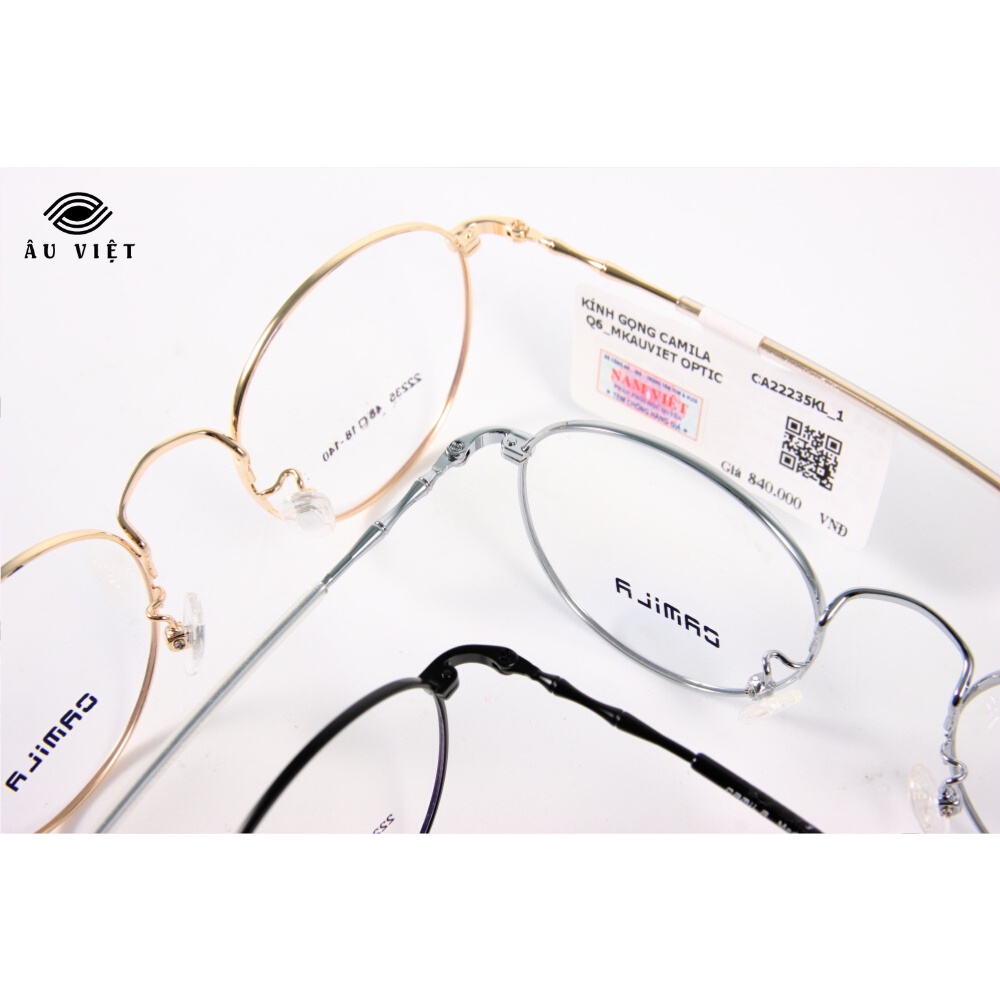 Gọng kính kim loại nam nữ dáng tròn Camila CA-22235 màu vàng/bạc/đen Full box