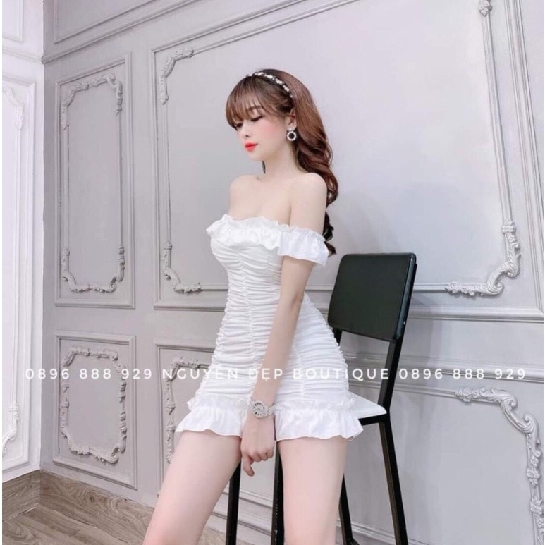 ĐẦM TRỄ VAI NHÚN THÂN ( CÓ MÚT NGỰC ) THỜI TRANG NỮ MEDUSA NT65