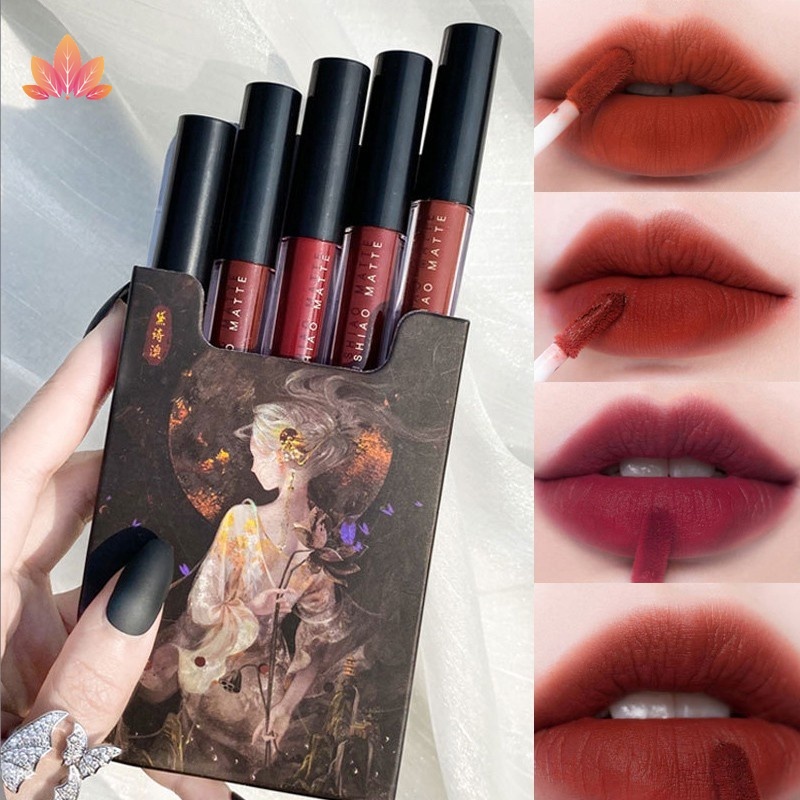 Set 5 Son Môi Chất Nhung Lì Dễ Lên Màu Hình Điếu Thuốc Lá jp5
