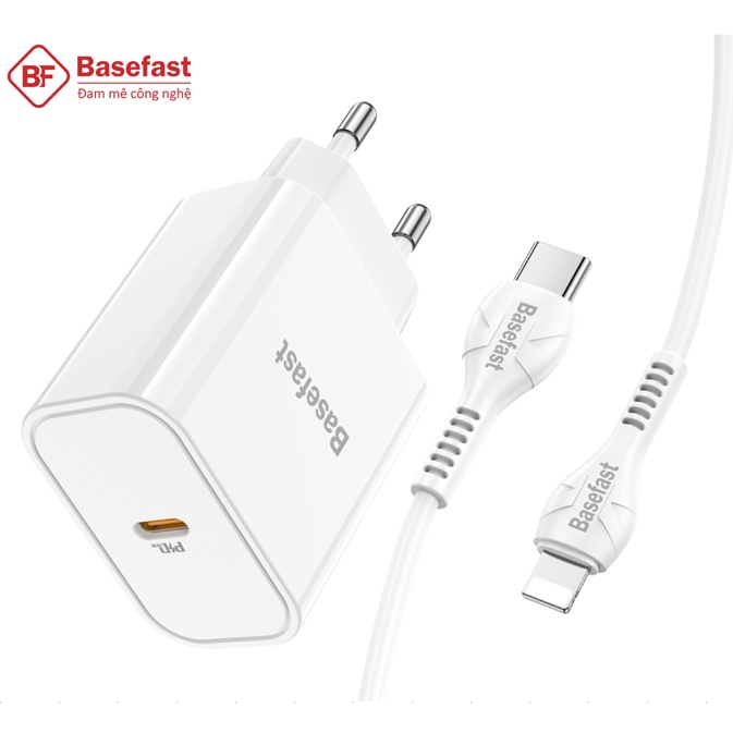Bộ Sạc Nhanh 20W Basefast chống quá tải nhiệt Combo Củ Kèm Cáp C to iP XSM 11 12 13 14 Promax