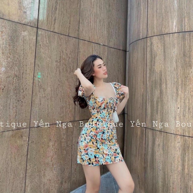 [Mã FAGREEN245 giảm 10% tối đa 30K đơn 99K] (Kho Sỉ Nam Định) VÁY HOA CỔ VUÔNG XẾP LY TAY BỒNG | BigBuy360 - bigbuy360.vn