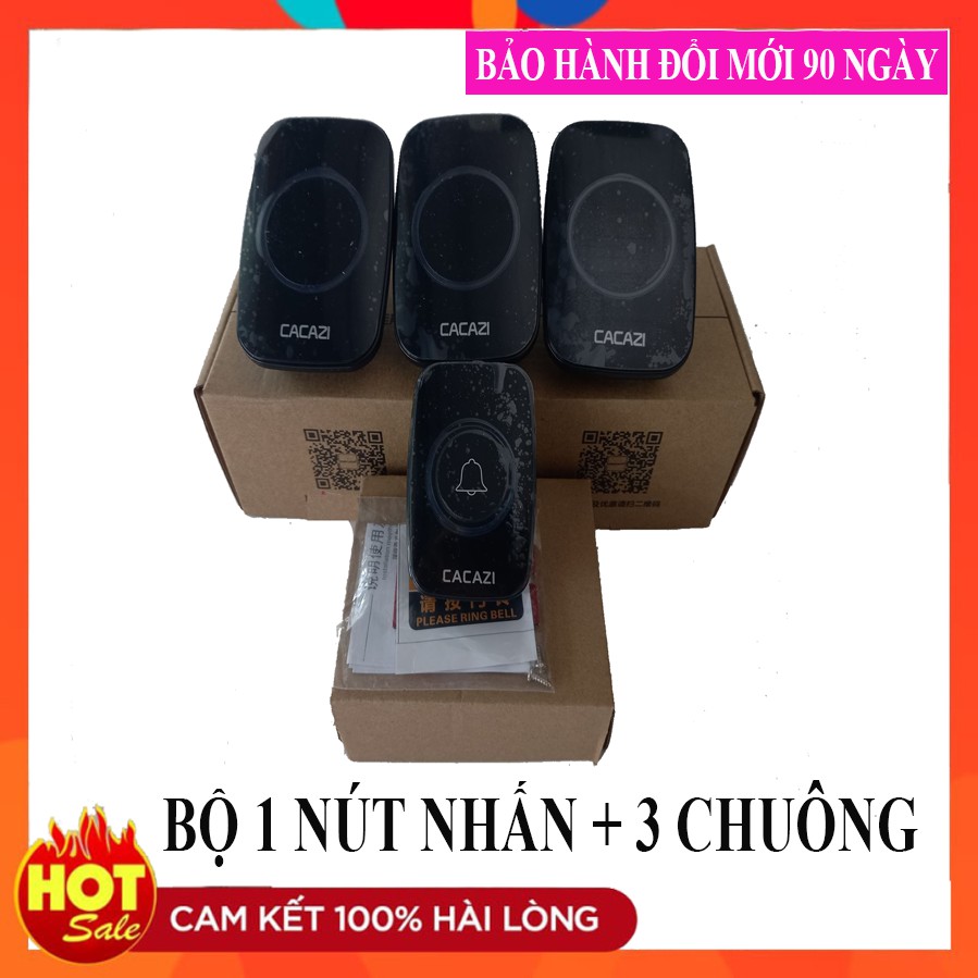 Chuông Cửa Không Dây Cacazi A10 - Nút nhấn chống nước - Hàng chính hãng - Bảo Hành 3 Tháng