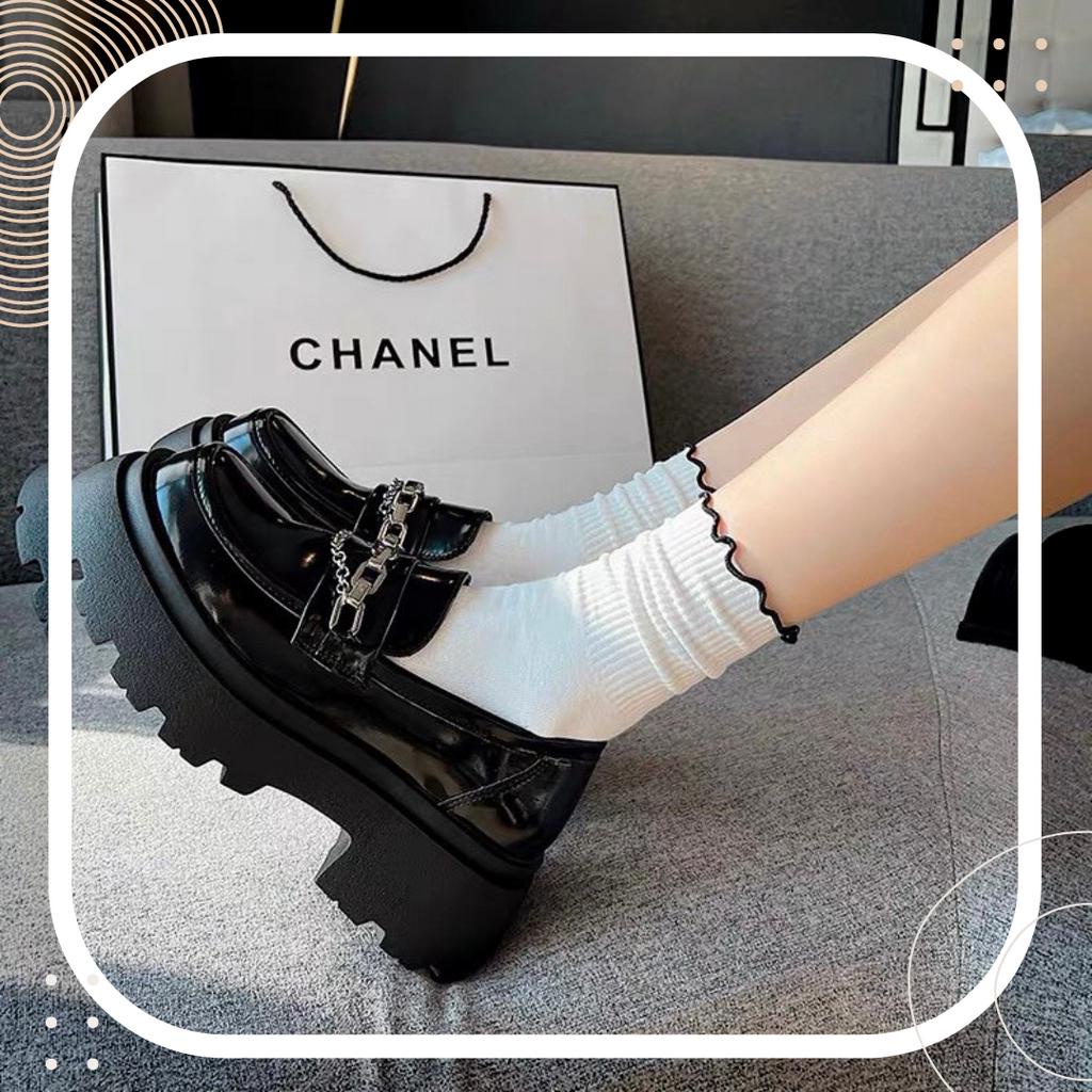 VỚ TẤT NỮ CỔ CAO TRUNG TRẮNG VIỀN BÈO NHÚN ĐEN