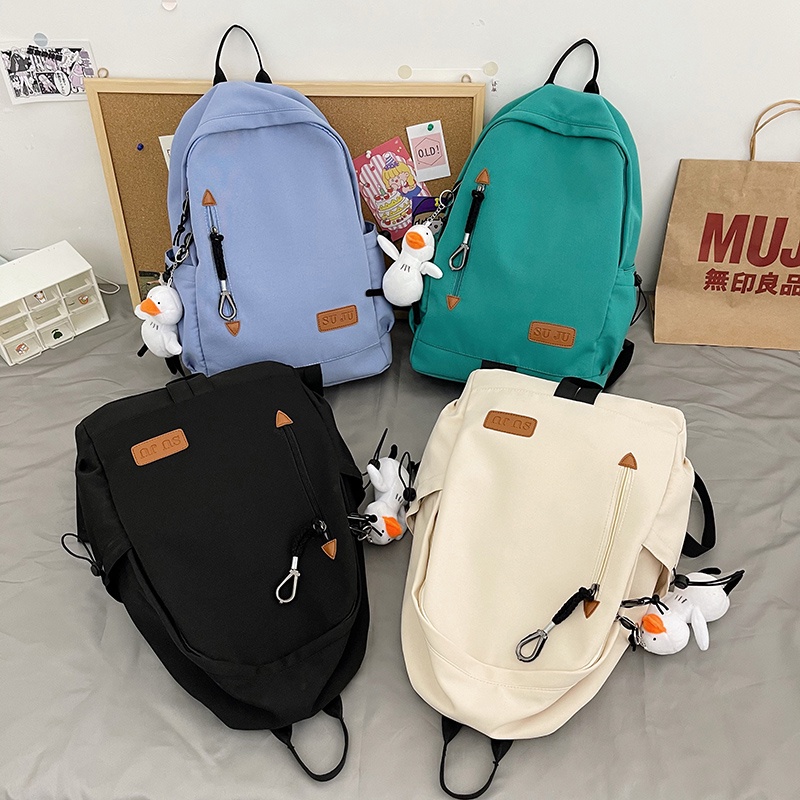 Ba lô Prettyzys thời trang Hàn Quốc 2021 14 inch phong cách học đường cho nữ