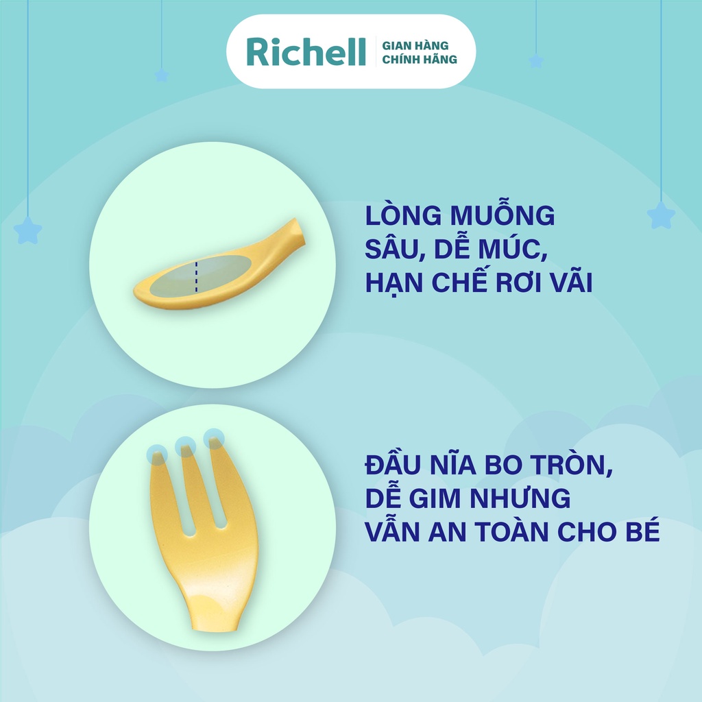 Bộ muỗng nĩa cong Richell Nhật Bản | Baby