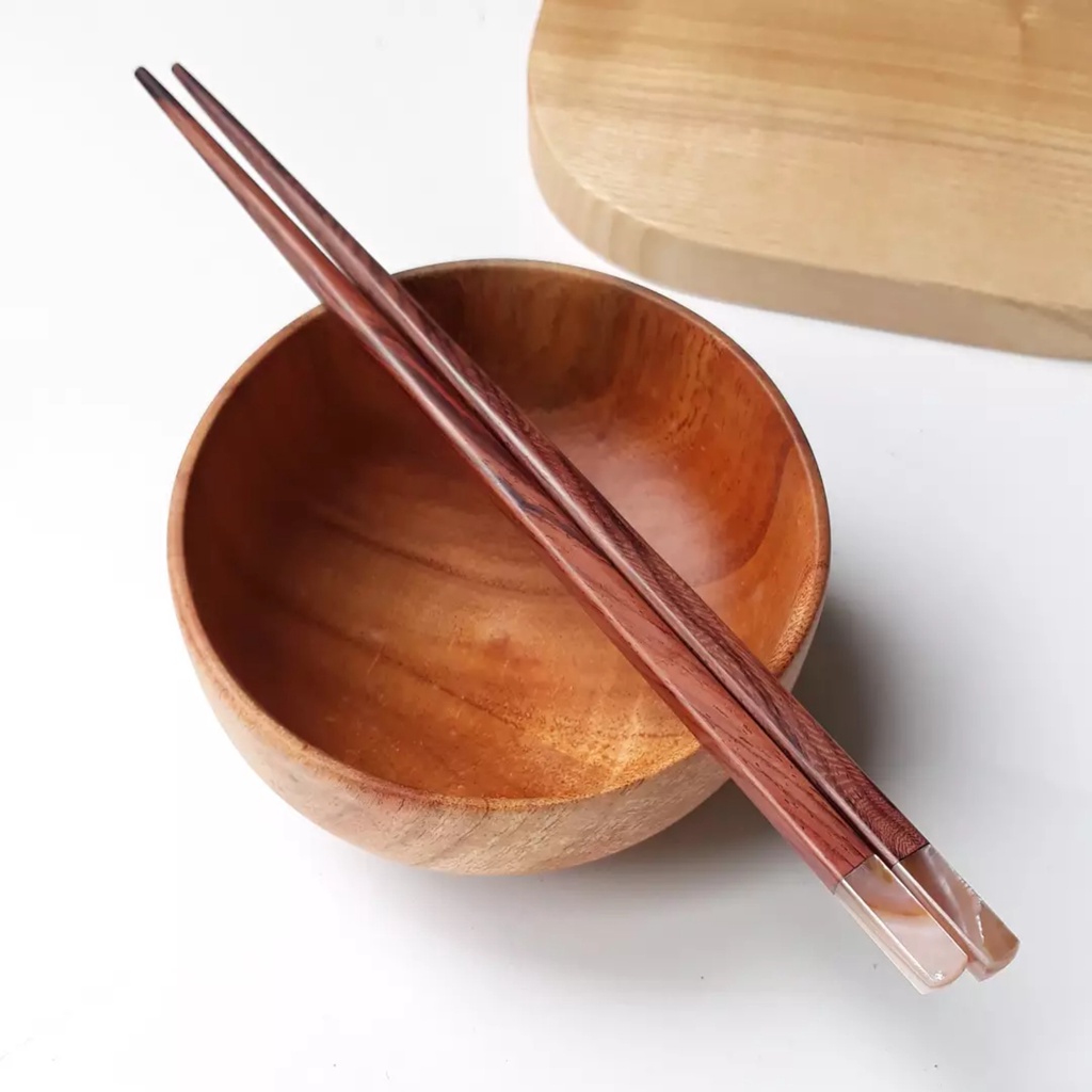 Đũa gỗ cẩm vuông gắn trai hồng 23 cm (bộ 5 đôi)