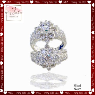 Nhẫn nữ Bạc Ý S925 đá Cz nhân tạo miễn phí xi Bạch Kim cao cấp N427 | Mi.A trang sức bạc