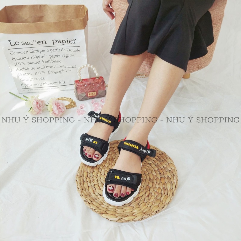 Giày sandal nữ đi học quai hậu khoá dán đế cao mang êm chân, bền đẹp - Sandal đỏ