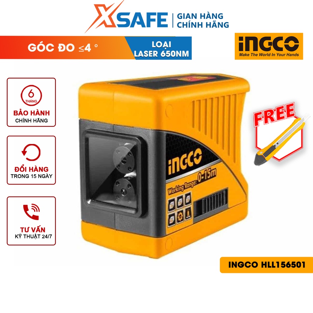 Máy đo mực cân bằng xây dựng INGCO HLL156501 đo laser cân bằng 2 chiều Máy đo hoạt động thông minh, chất liệu cao cấp