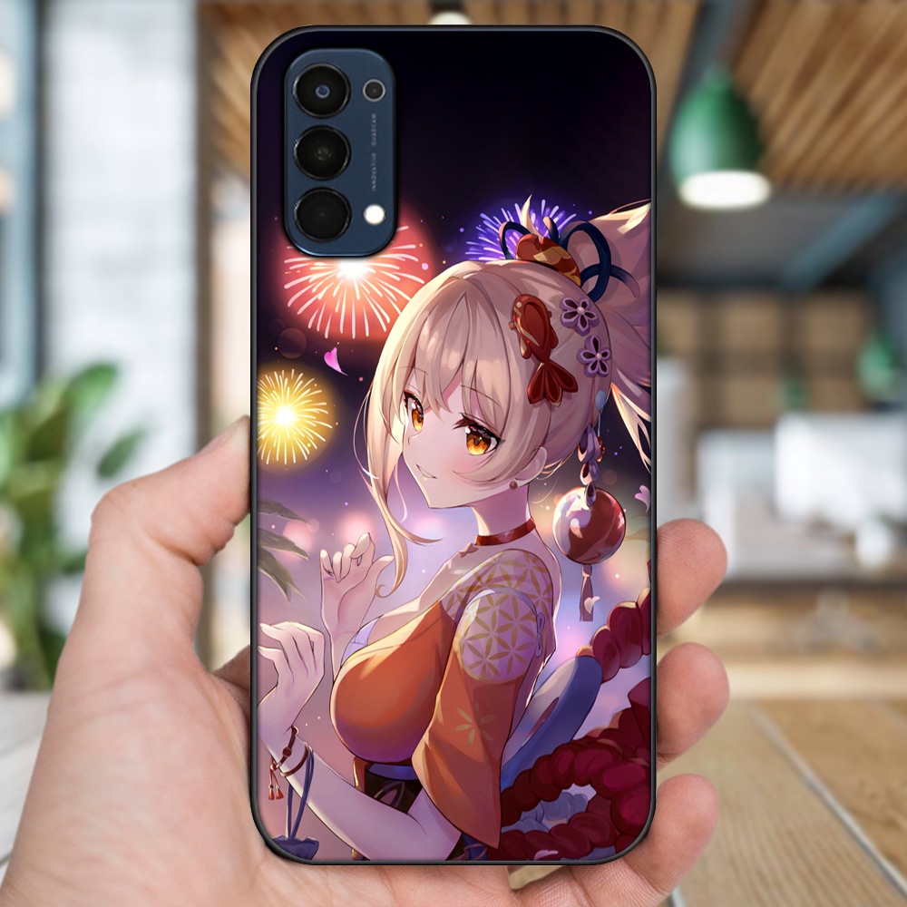 Ốp lưng Oppo Reno 4 viền đen in hình Yoimiya Genshin Impact