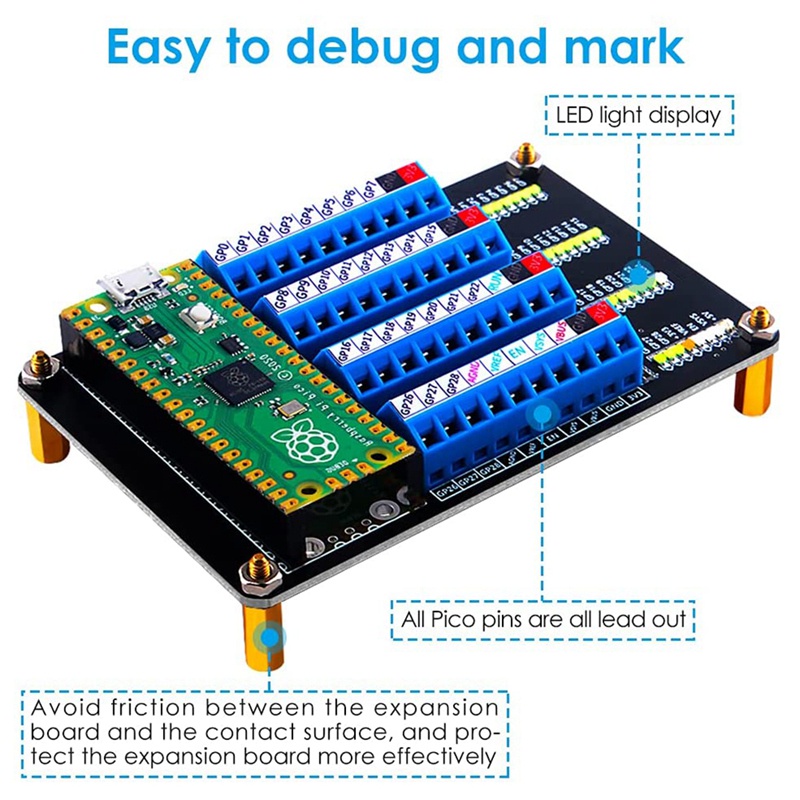 Bảng Mạch Mô Đun Mở Rộng Kèm Đèn LED Cho Raspberry Pi Pico