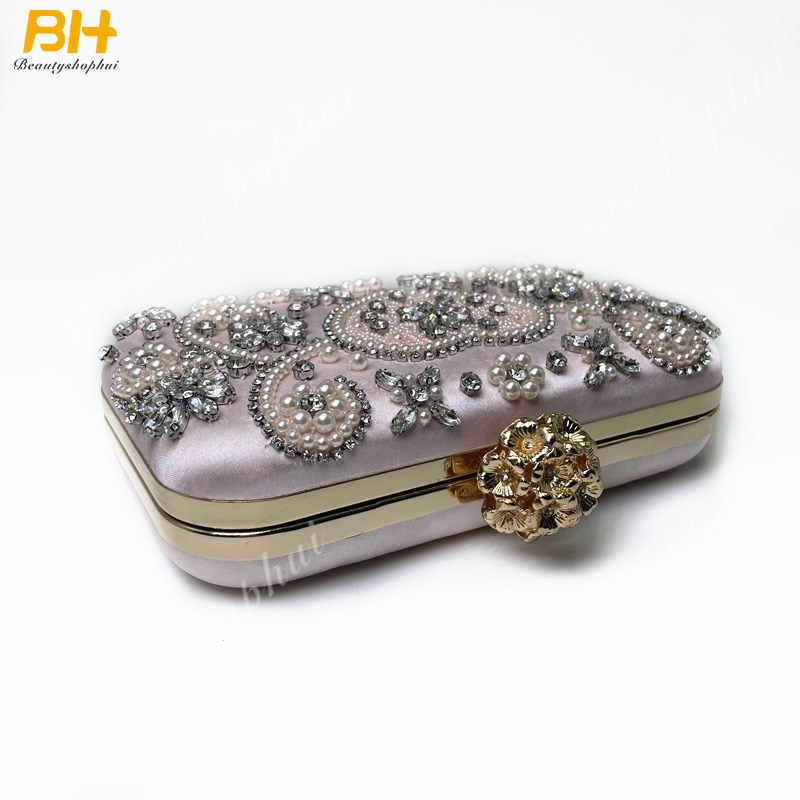 Ví Cầm Tay Đính Hạt Kim Cương Giả Thời Trang Nữ Dự Tiệc 2022