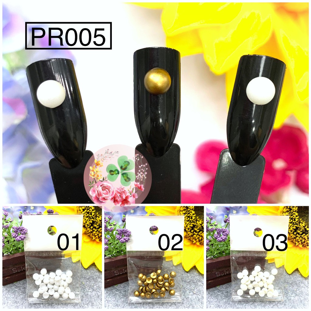 Mã PR005 - Trai lõm loại 6mm chuẩn chất lượng, đính dán móng, làm nhụy hoa siêu sang chảnh.
